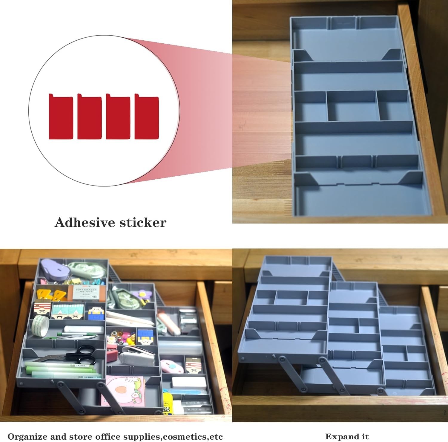 3 Tier Drawer Organizer, Expandable Junk Drawer Organizer, Smart Drawer Organ…