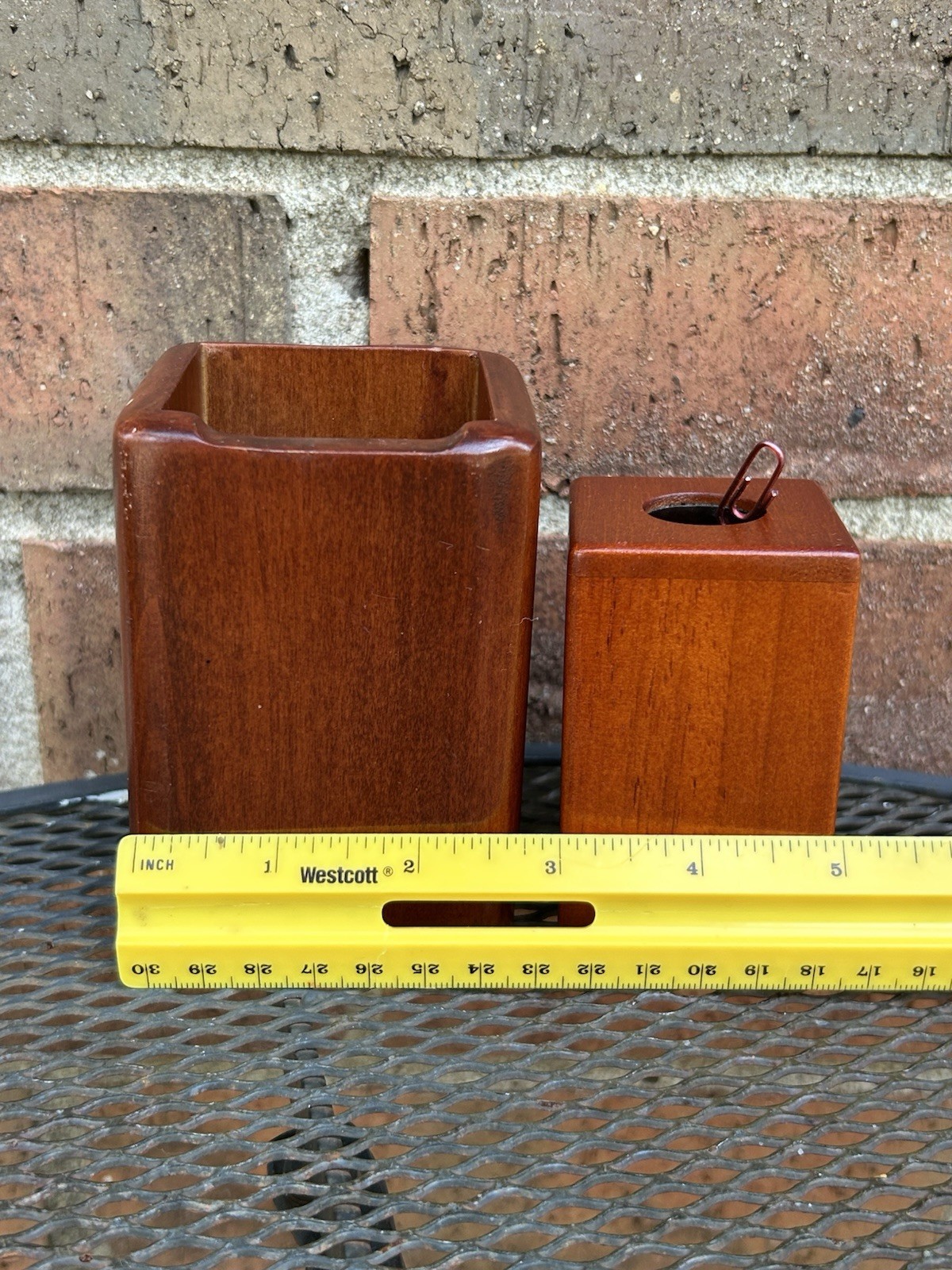 ROLODEX Pencil Cup Paperclip Wooden Holders MCM Minimalist Office Chic Executive