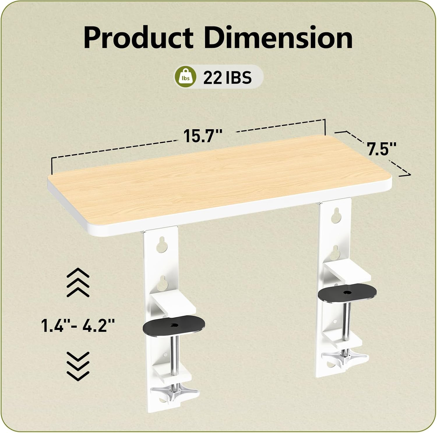 3 in 1 Clamp-On 15.7″×7.5″ Desk Extender, Heavy-Duty Side/Top Desk Organizer She