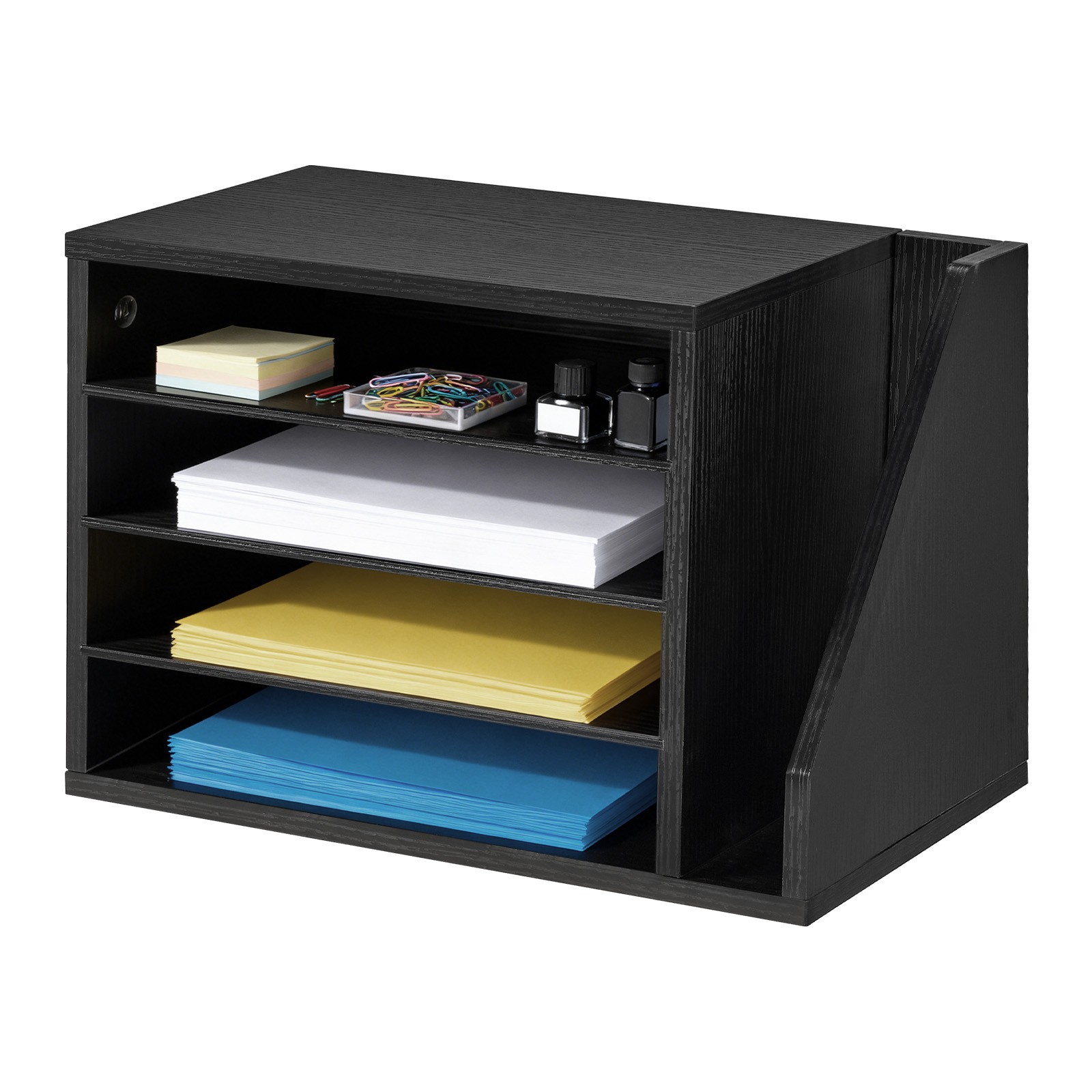 VEVOR Literature Organizer 4 Compartment Office Mailbox Detachable Shelves Black