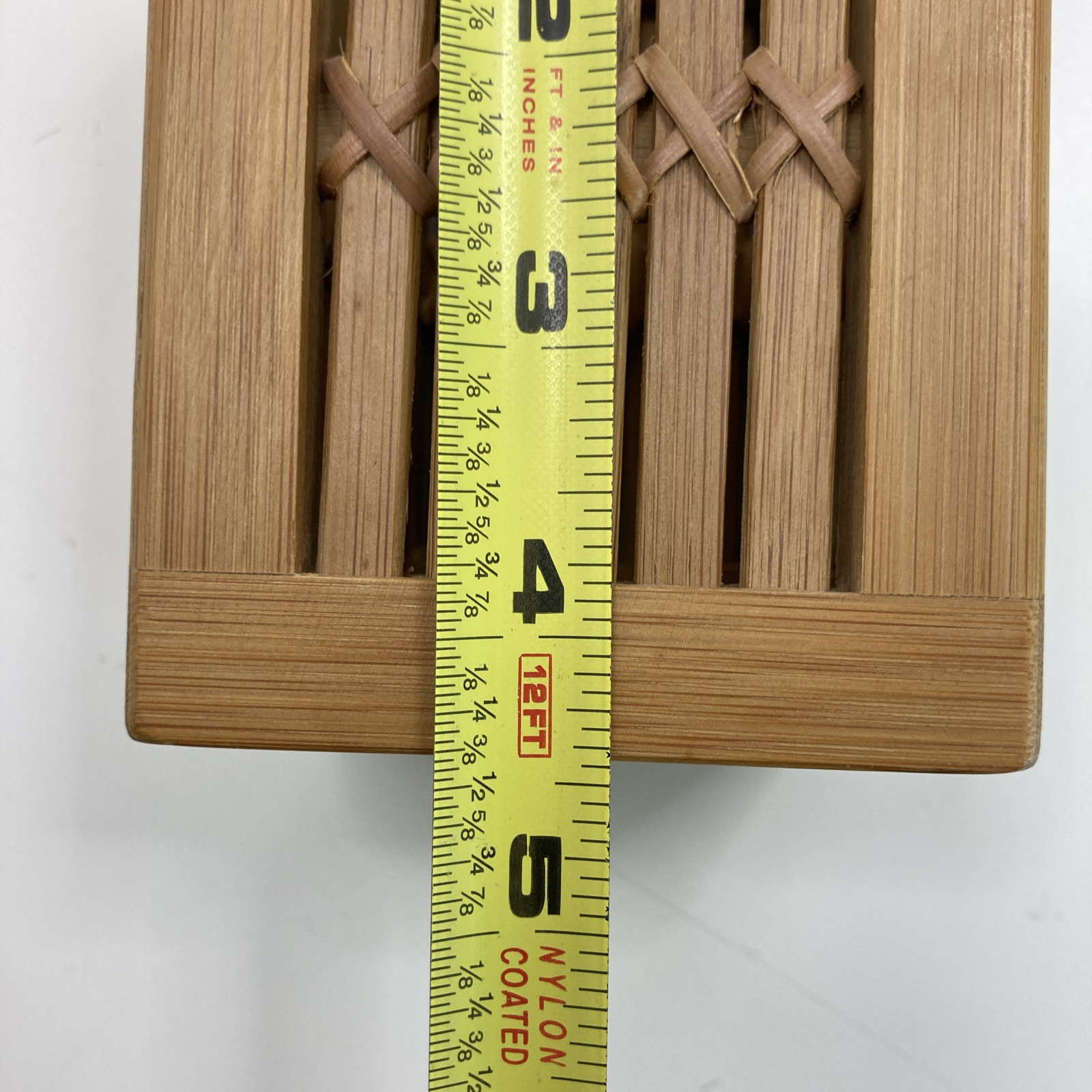 Vtg Bamboo Rattan MCM Planter Desk Organizer 4.5″