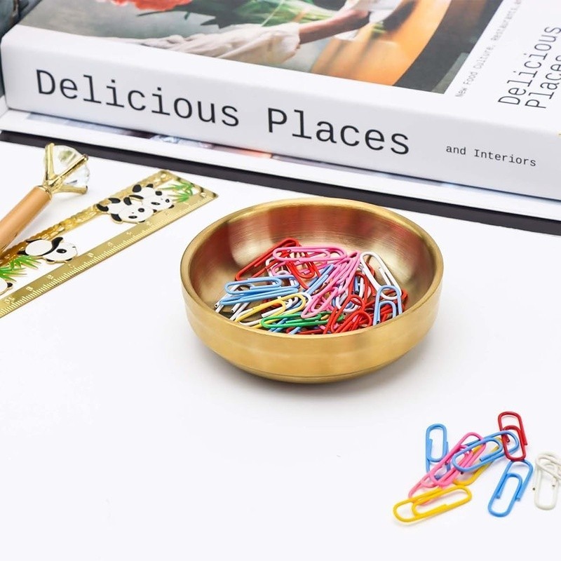 Gold Paper Clip Holder Desk Organizer Stainless Steel Office School Home New