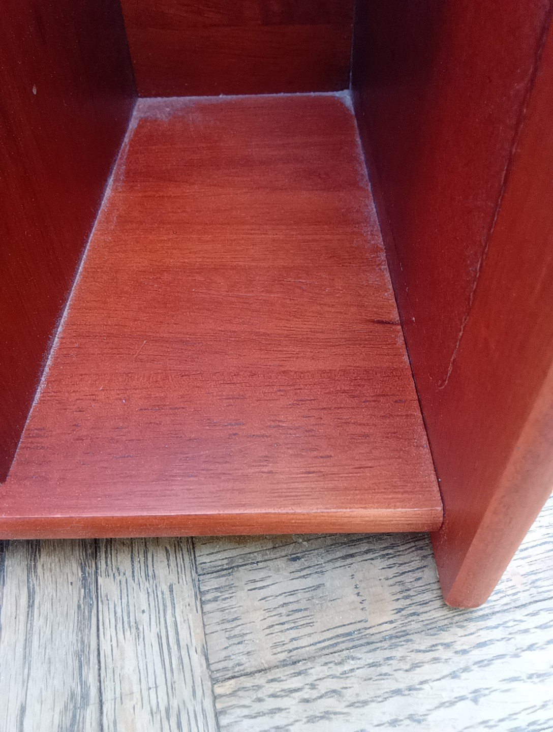 Vintage REAL Wood Leatherette Rattan Desktop Document & Mail Organizer RARE VNC