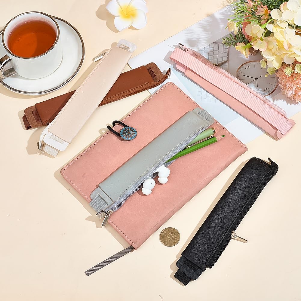 5PCS Elastic Pen Holder for Notebook 5 Colors PU Leather Pencil Case with Adj…