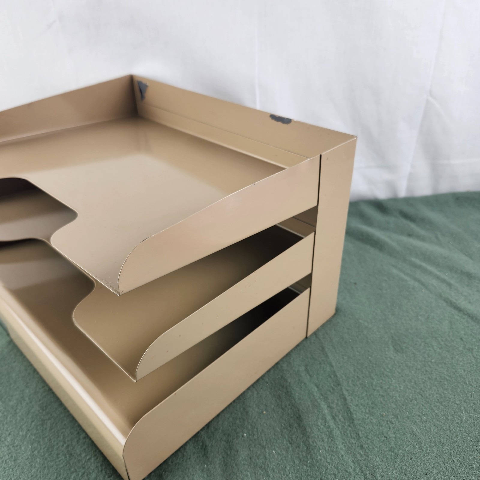 Vintage METAL Desktop File Tray 3 Tier Herald Square 9.5″ X 7.5″ X 12″ Woolworth