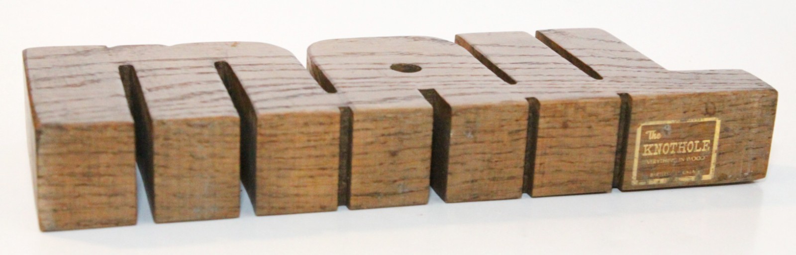 Solid Oak Mail/Pencil Holder The Knothole Bartlesville OK Vintage 11.5″ x 4.25″