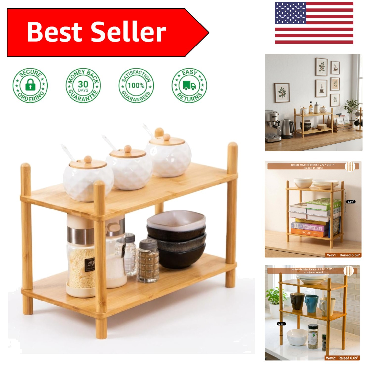 Transformable Expandable Bamboo Shelf Organizer – Perfect for Home and Office