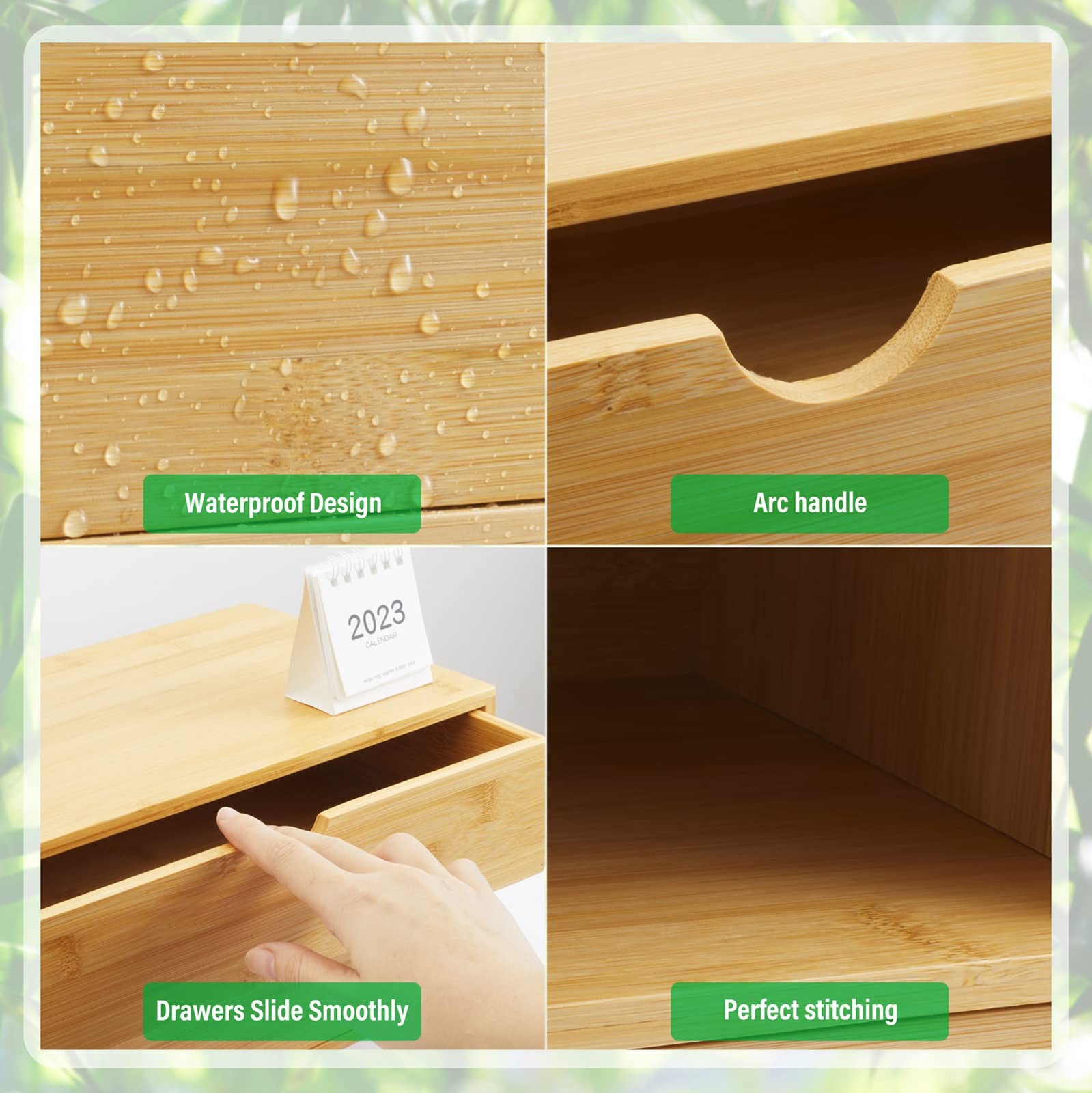 Bamboo Desk Organizer With Drawers Countertop Drawers Counter Storage Box Cor…