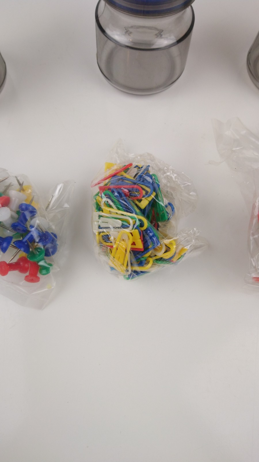 VTG 1970’s Space Age Jars With Office Supplies Acrylic Red Yellow Blue
