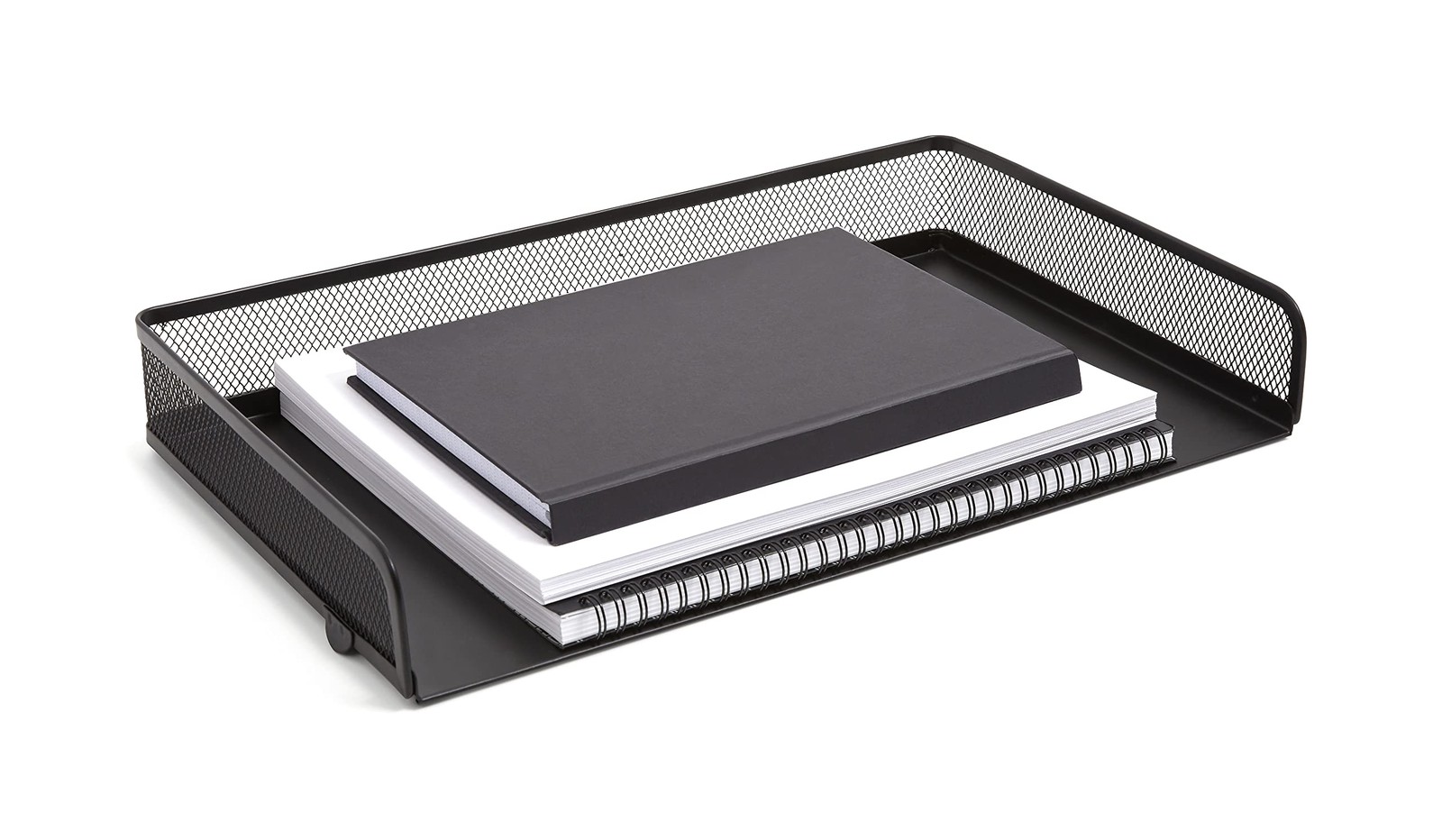 Side Load Stackable Metal Letter Tray, Matte Black