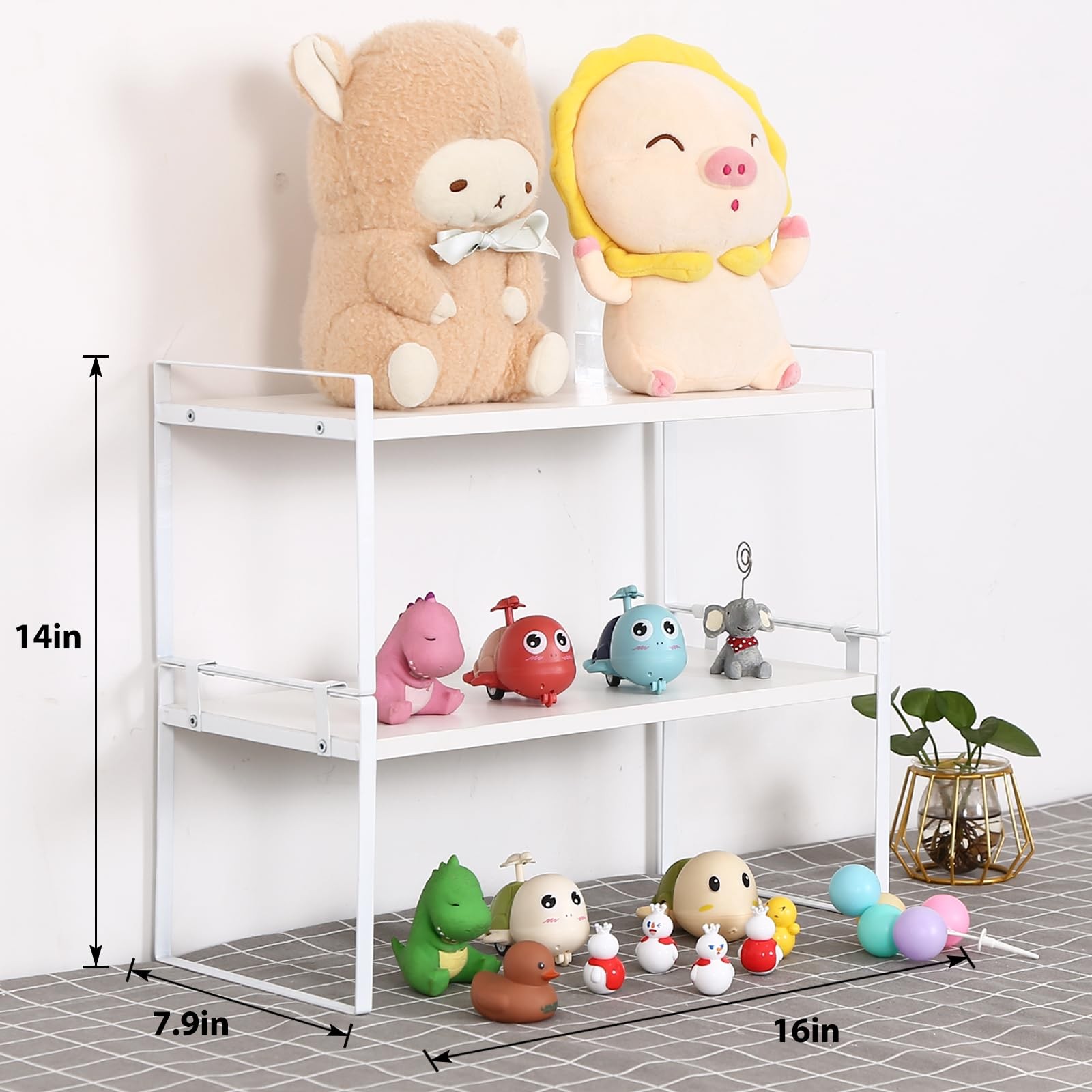Desk Shelf Organizer for Top of 6.2D x 11.8W x 6.2H in, 2-tier White/White