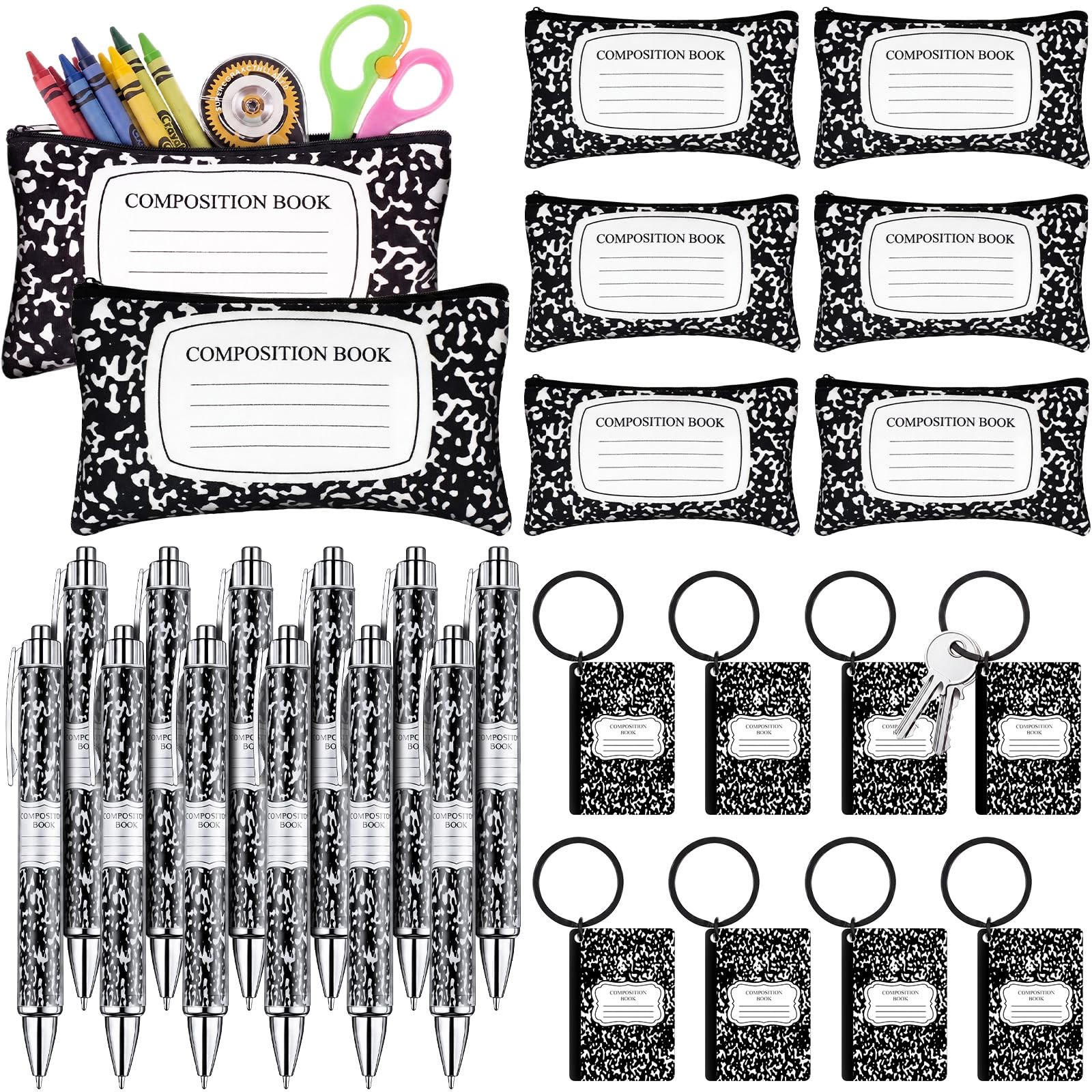24 Pcs Teacher Appreciation Gifts Bulk Set Composition Notebook Pencil Pouche…
