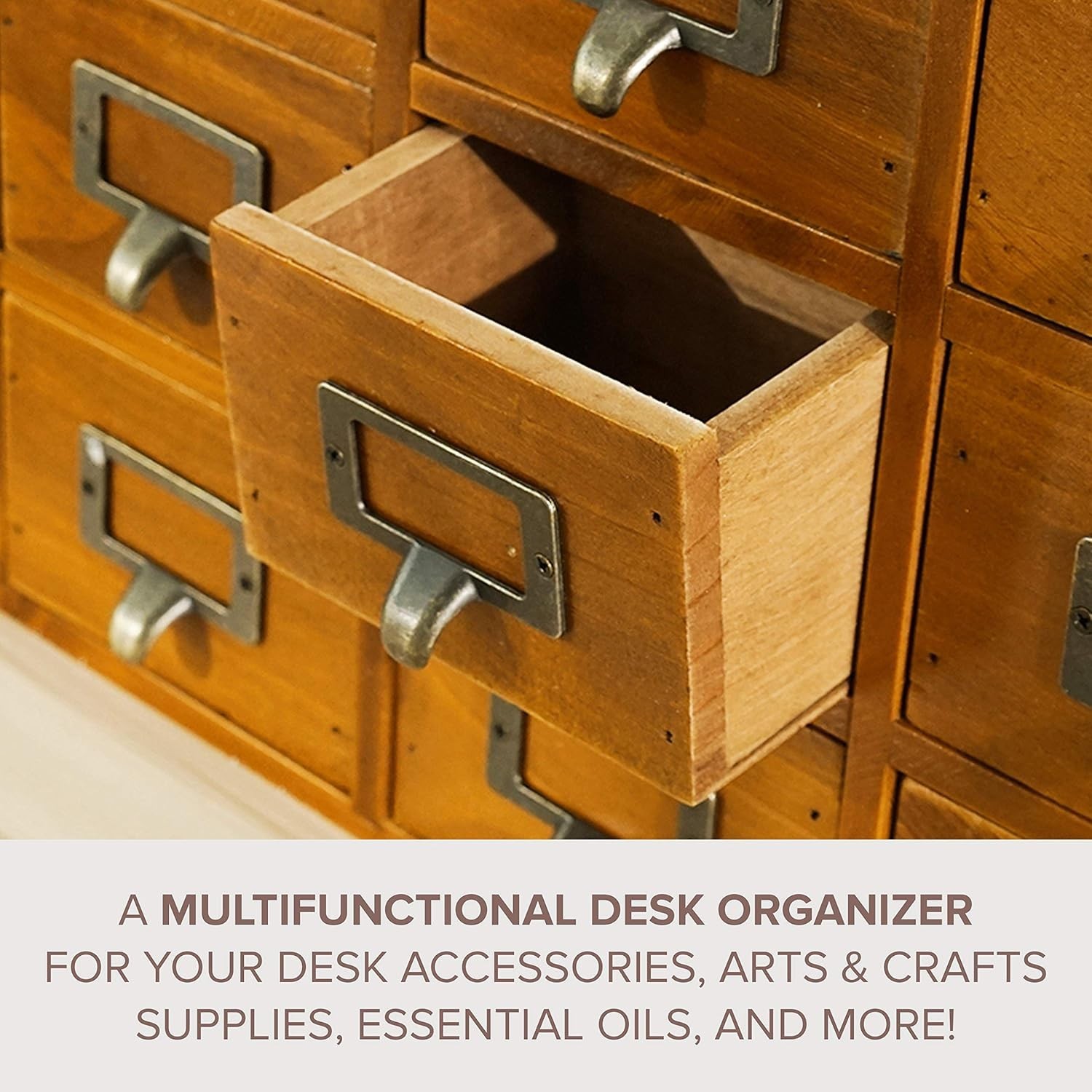 Rustic Wooden Desk Drawer Organizer – 16 Drawers Storage Box