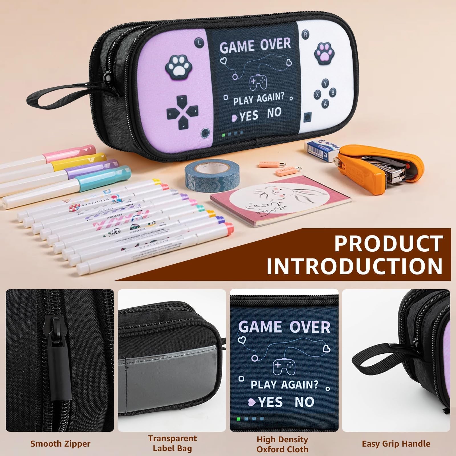 Large Game Controller Pencil Case for Teen girl Kid Capacity Pen Box Pouch Or…
