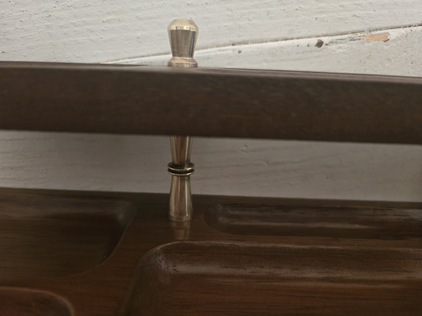 VTG Swank Wood Desk Valet, Organizer with Brass Details. 17.5 x 4.5.