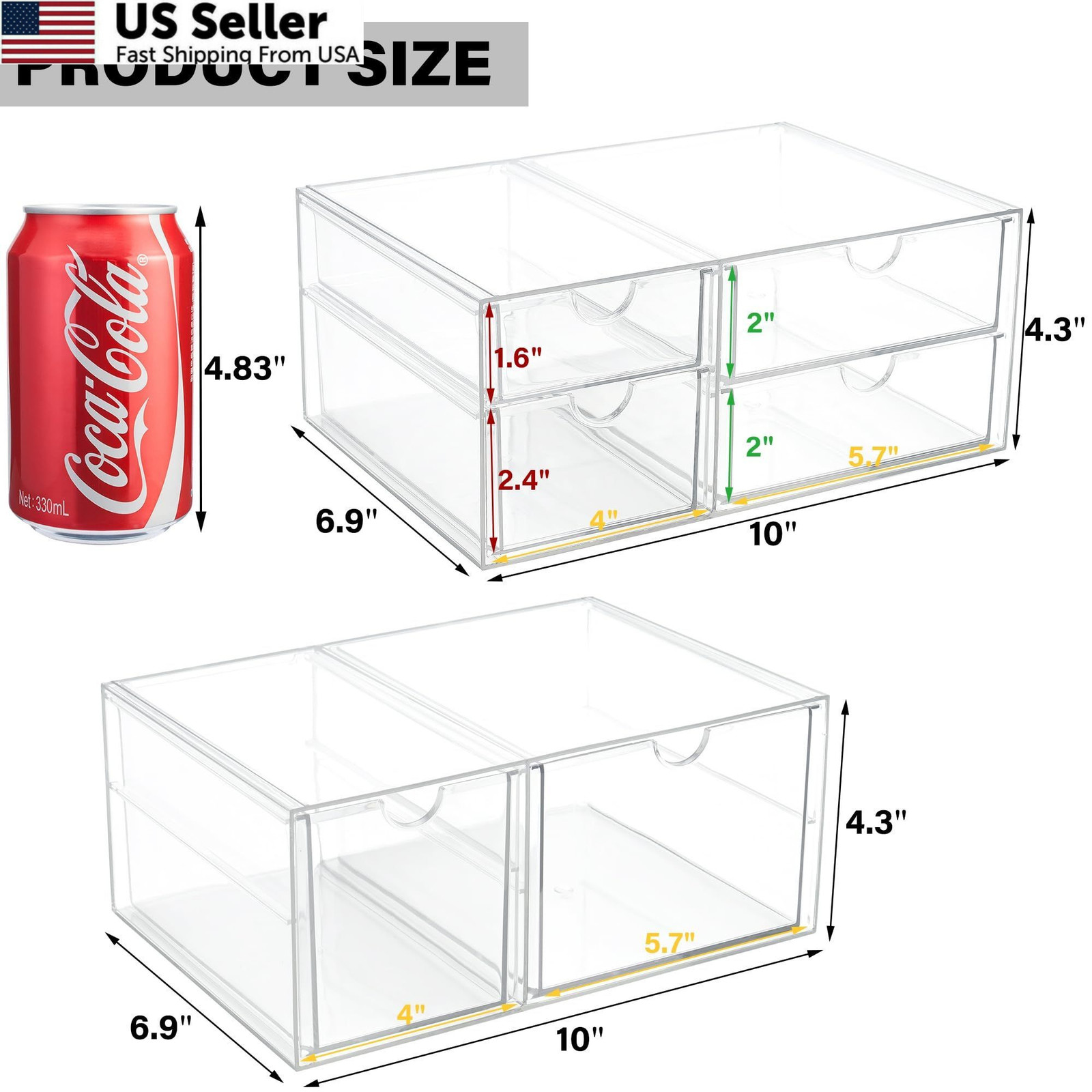 Prsildan Acrylic Drawer Makeup Organizer with 6 Drawers (Not for Transparent