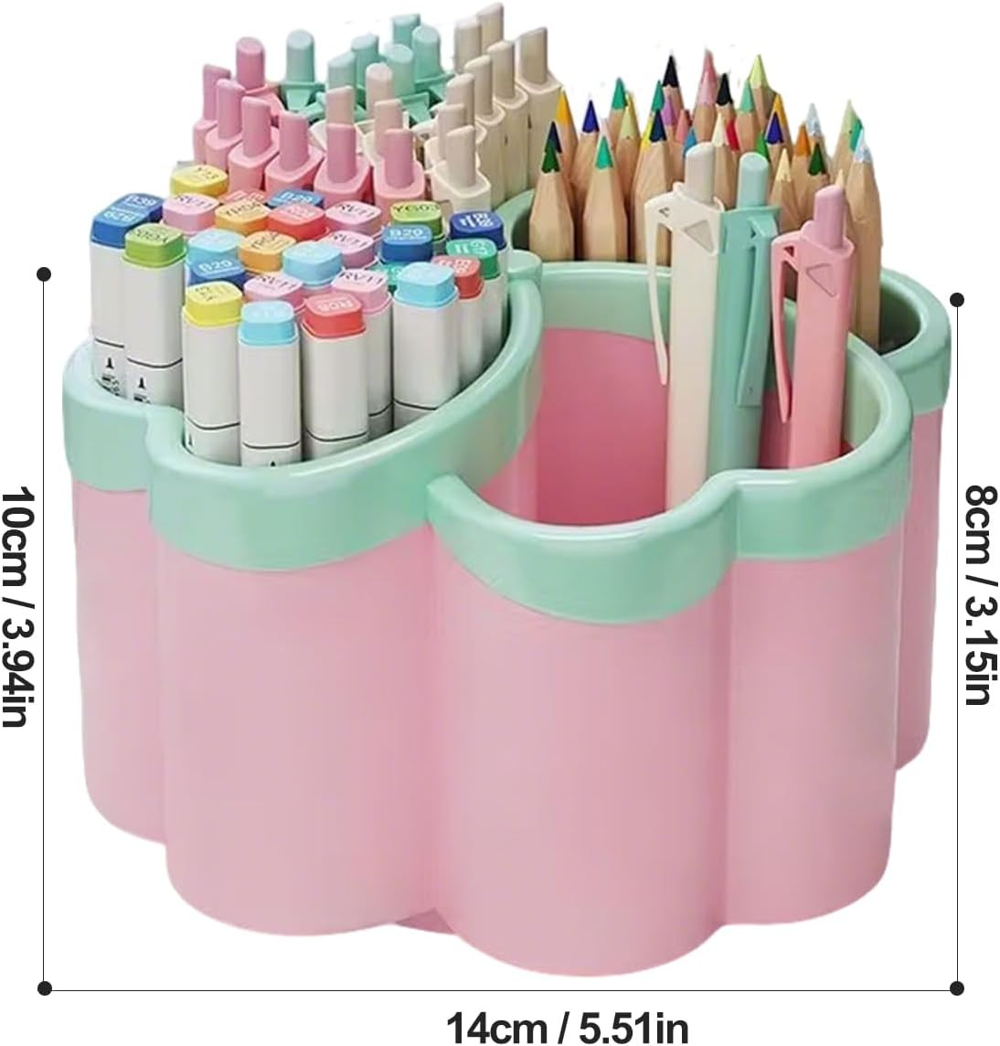360°Rotating Pencil Pen Holder for Desk,Pen Organizer with 4 Slots, Large-Capaci