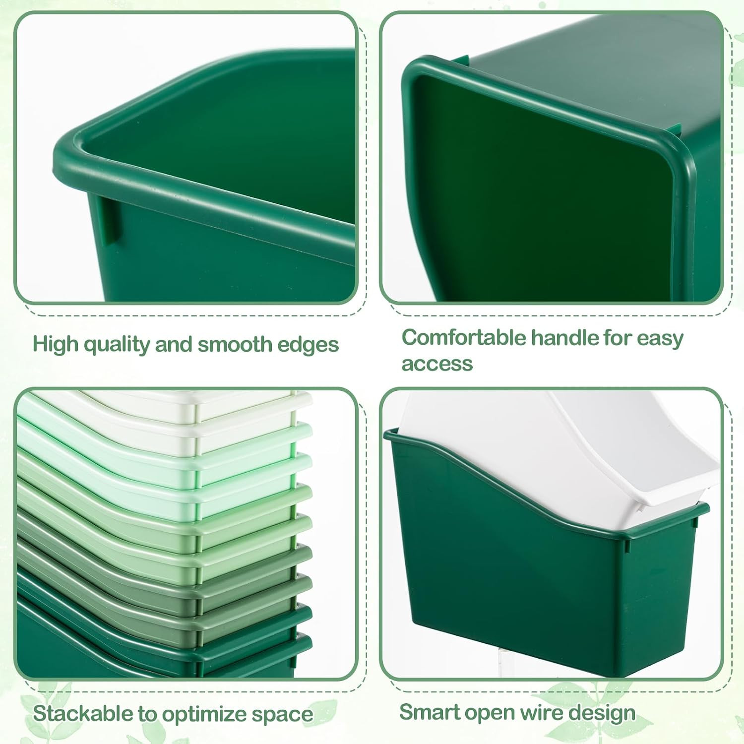 12 Pcs Book Bin for Classroom with Labels Stackable Plastic Organizing Bins 11.5