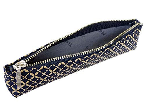 Inden-ya Deerskin Pen Case Shippo Pattern Lacquer Navy Made in Japan