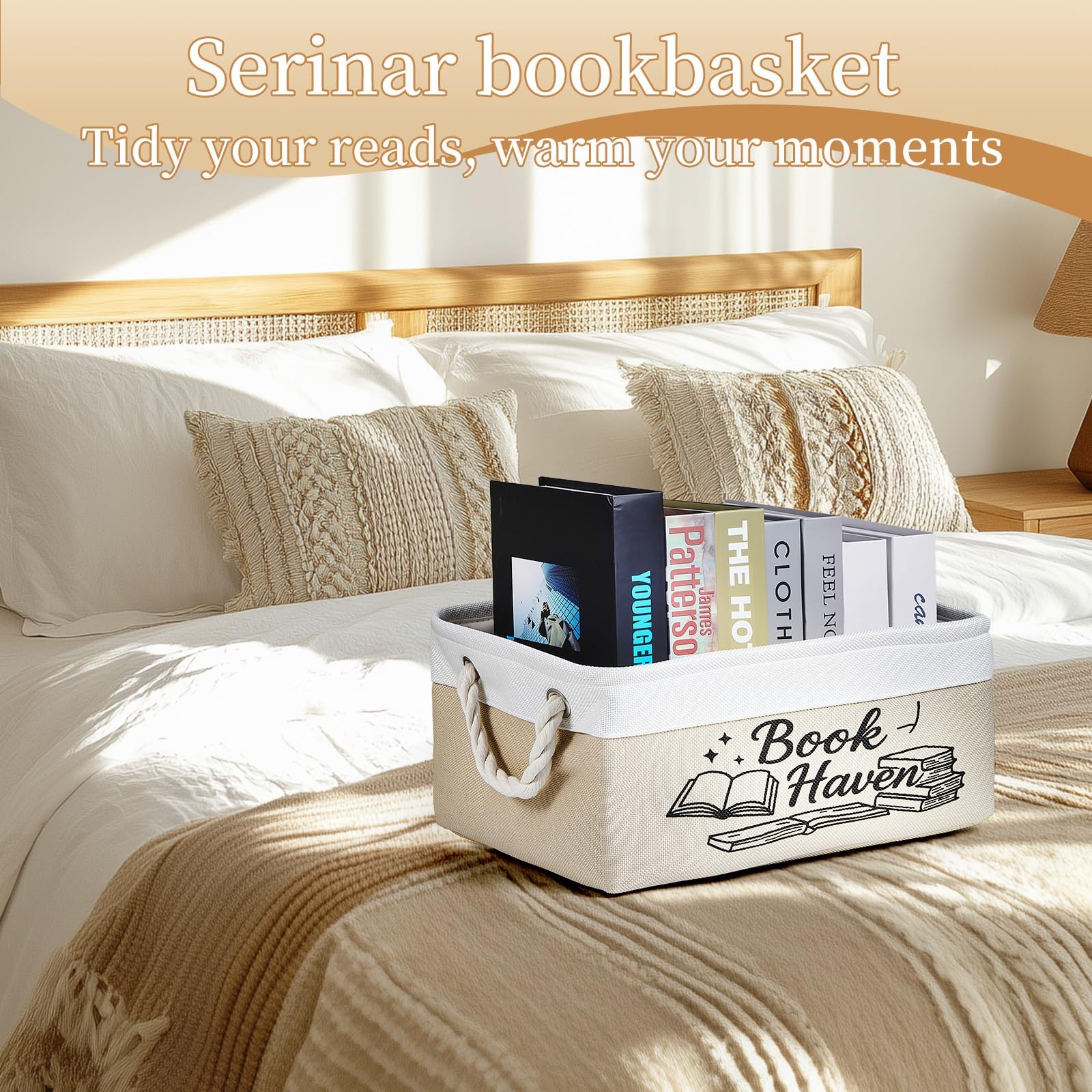 Book Lover Storage Basket Reading List Organizer Bin Bookworm Teacher Gift