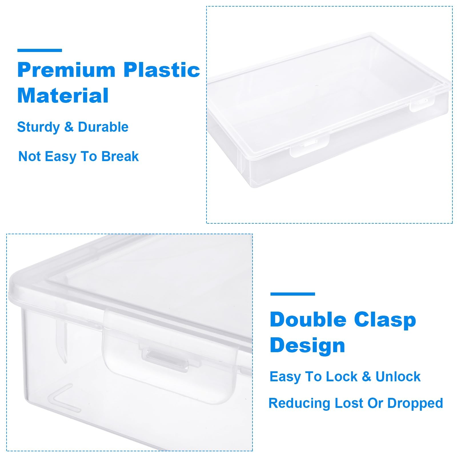 LDHHYH 3 Pack Plastic Storage Boxes with 12.2 x 8.7 x 2 inches, Transparent