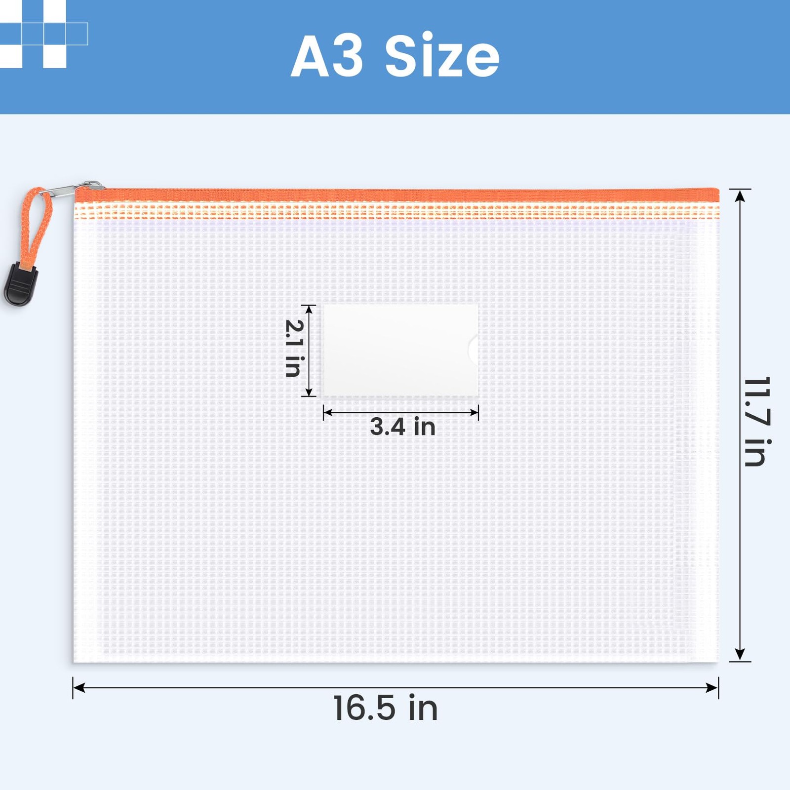24 Pack Super Large Mesh Zipper Pouch Bags, A3 (16.5×11.7 in) Storage Bags wi…