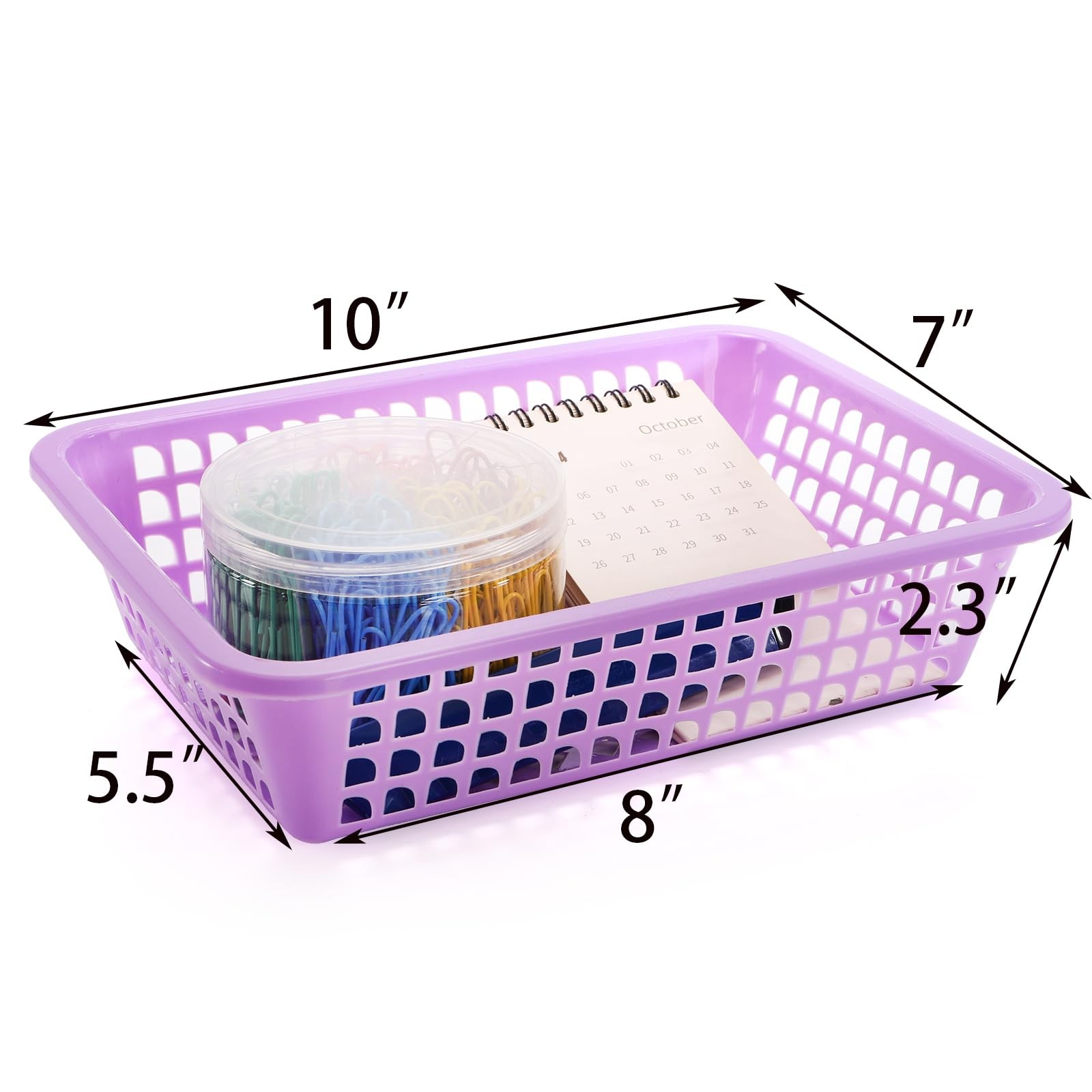 20 Pack Classroom Storage Baskets,10 x 7 x 2.5 Inch Colorful Stackable Deskto…