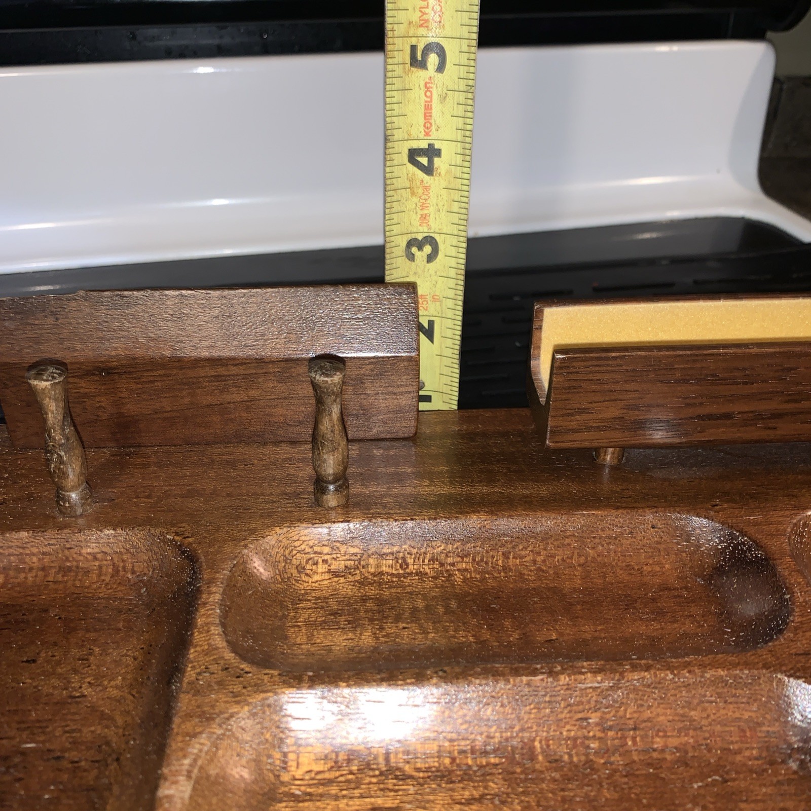 Vintage 1960s Wood Dresser Desk Valet Tray Organizer Wood Retro Industrial