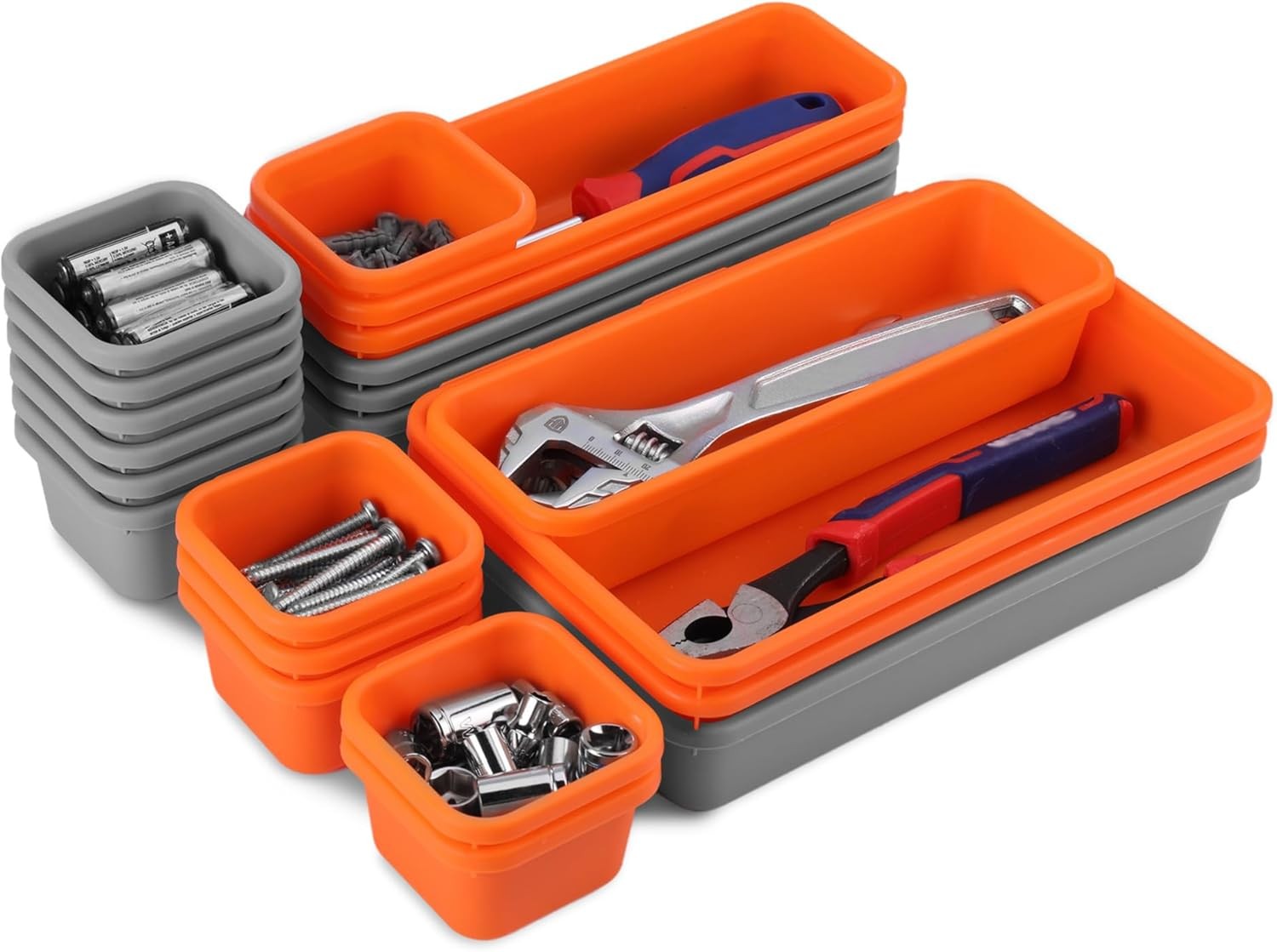 ValueMax 21PCS Interlocking Desk Drawer Organizer Set Stackable Storage Box Bins
