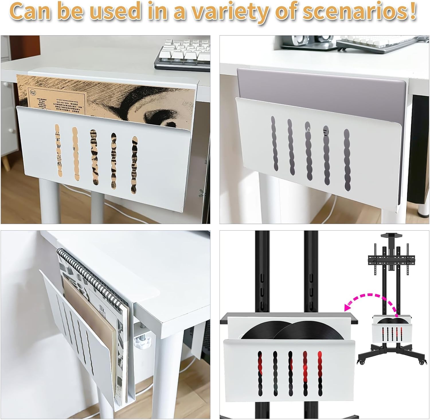 Desk Side Storage, Under Desk Storage, No Drill Steel Hanging Desk Organizer