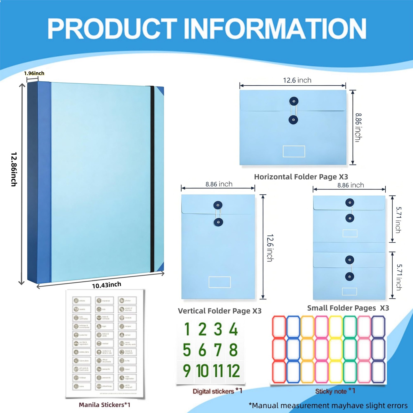 Important Document Organizer Folders Bound Expanding File For Papers Safe Blue