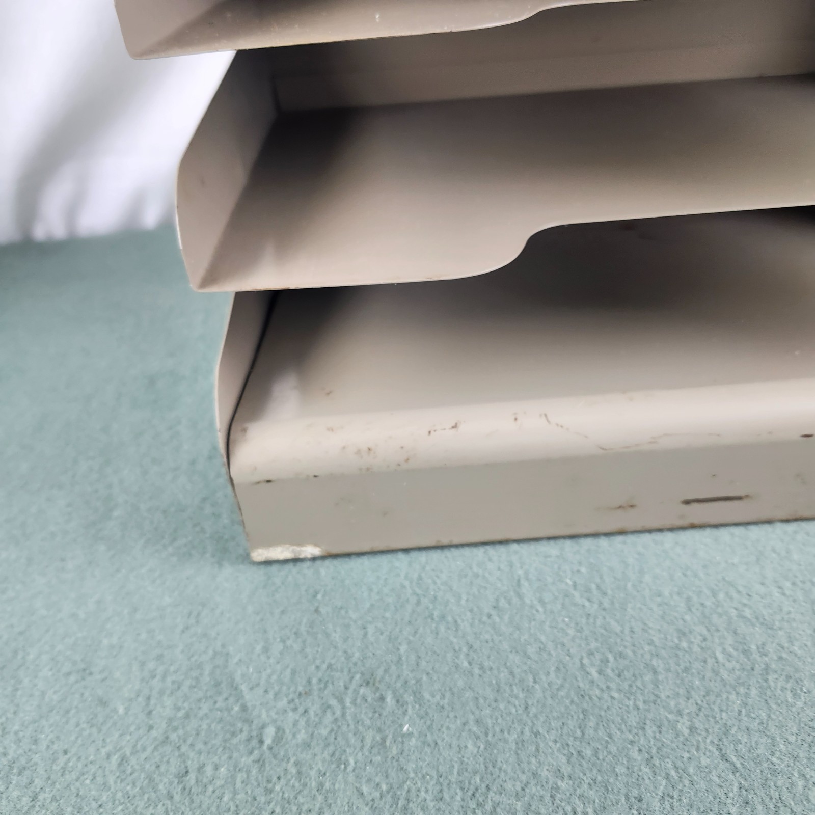 Vintage Pressed Steel Paper Tray 7-Tiered Shelved Office Organizer