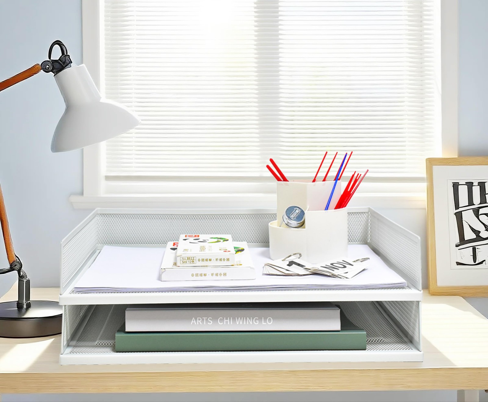 A3 Metal Letter Tray, 2pcs/4pcs/6pcs, Stackable Paper Tray, Metal Mesh Deskto…