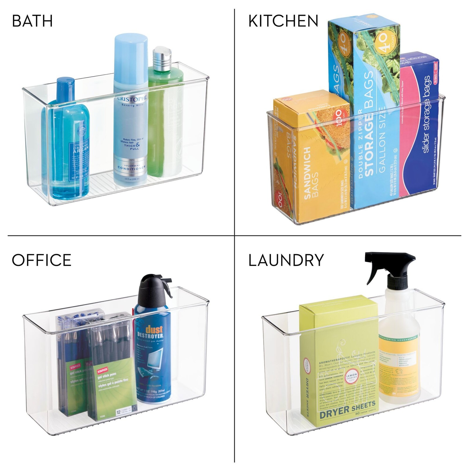 iDesign AFFIXX Plastic Wall Mount Organizer for 3.5″ x 11″ x 6.5″, Clear