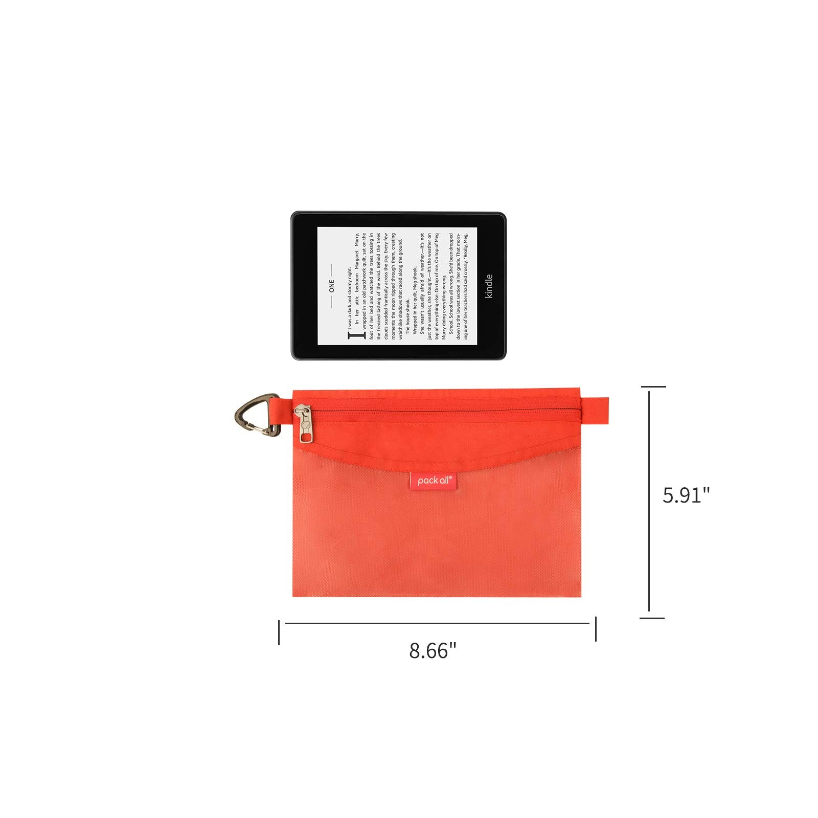 Water-Resistant Mesh Zipper Pouch Small Bag for Storage Travel Office Orange