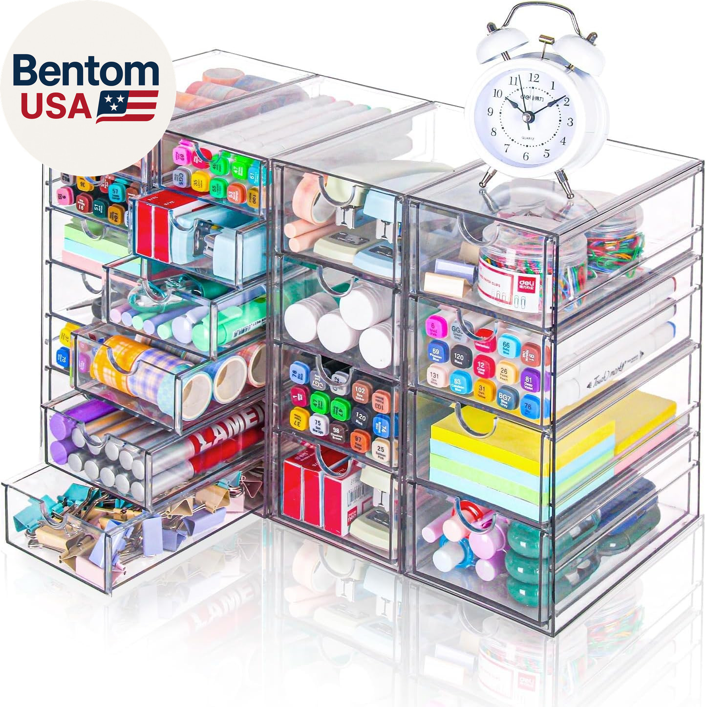 Acrylic Organizer with Drawers | 20 Drawers 4 Sets | Desk Organizer and Storage,