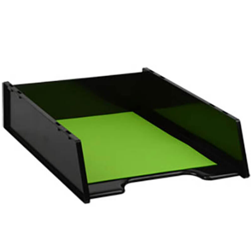 Italplast Green R Document Tray A4 Black Solid Base Ribbing Extra Strength