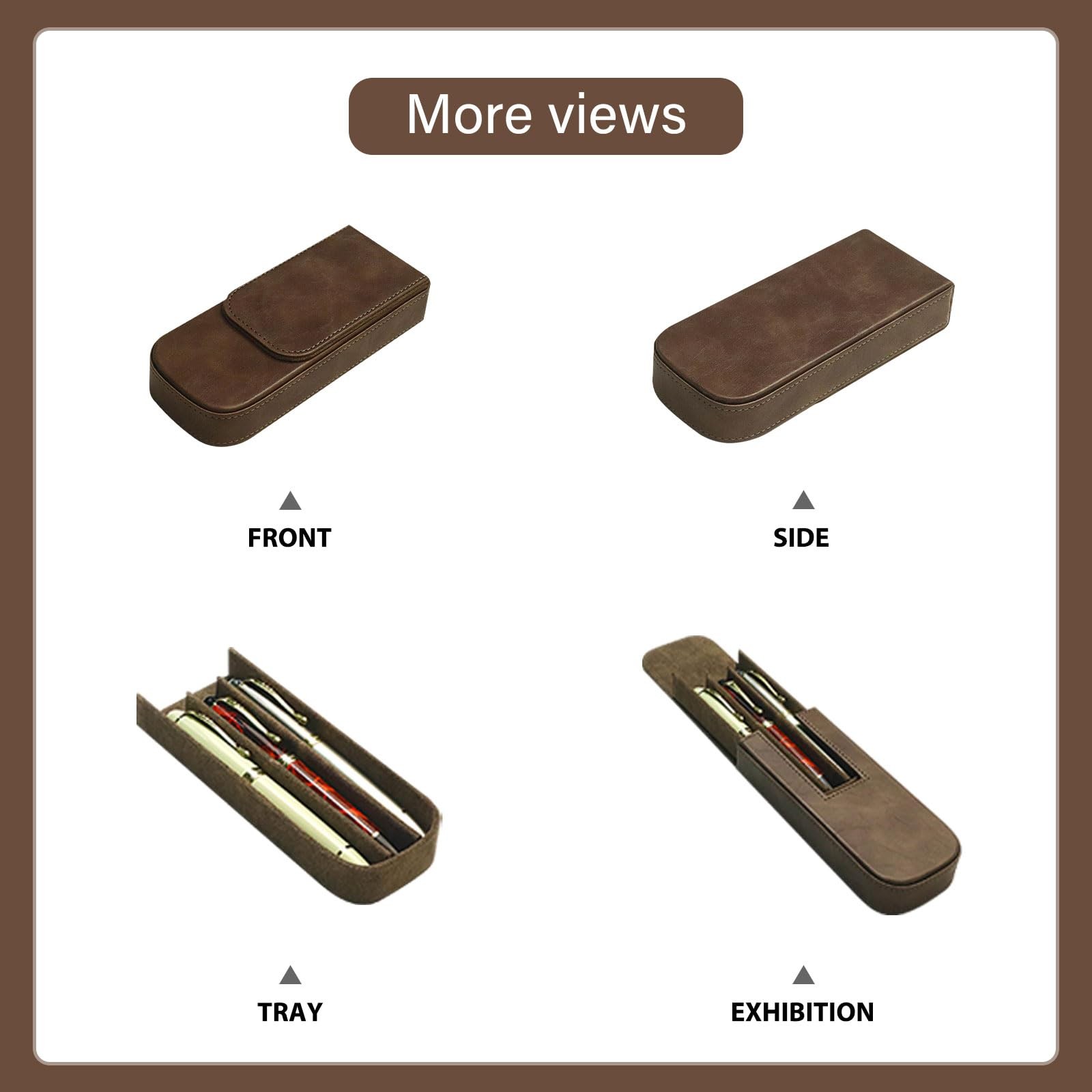 Leather Triple Pen Case Pencil Pouch Holder for Three Fountain Ballpoint Roll…