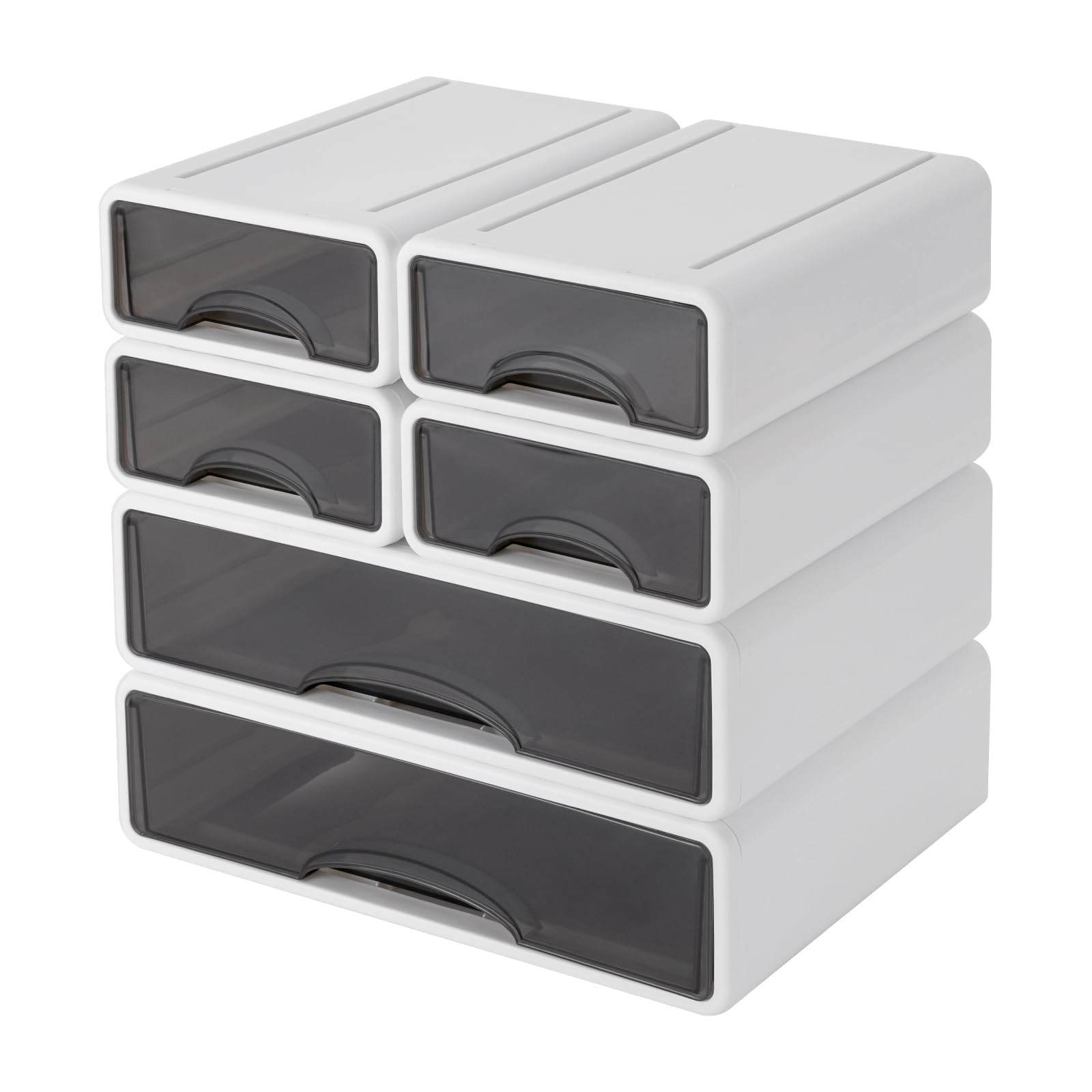 Stackable Office Storage Box with Drawers, Desk White
