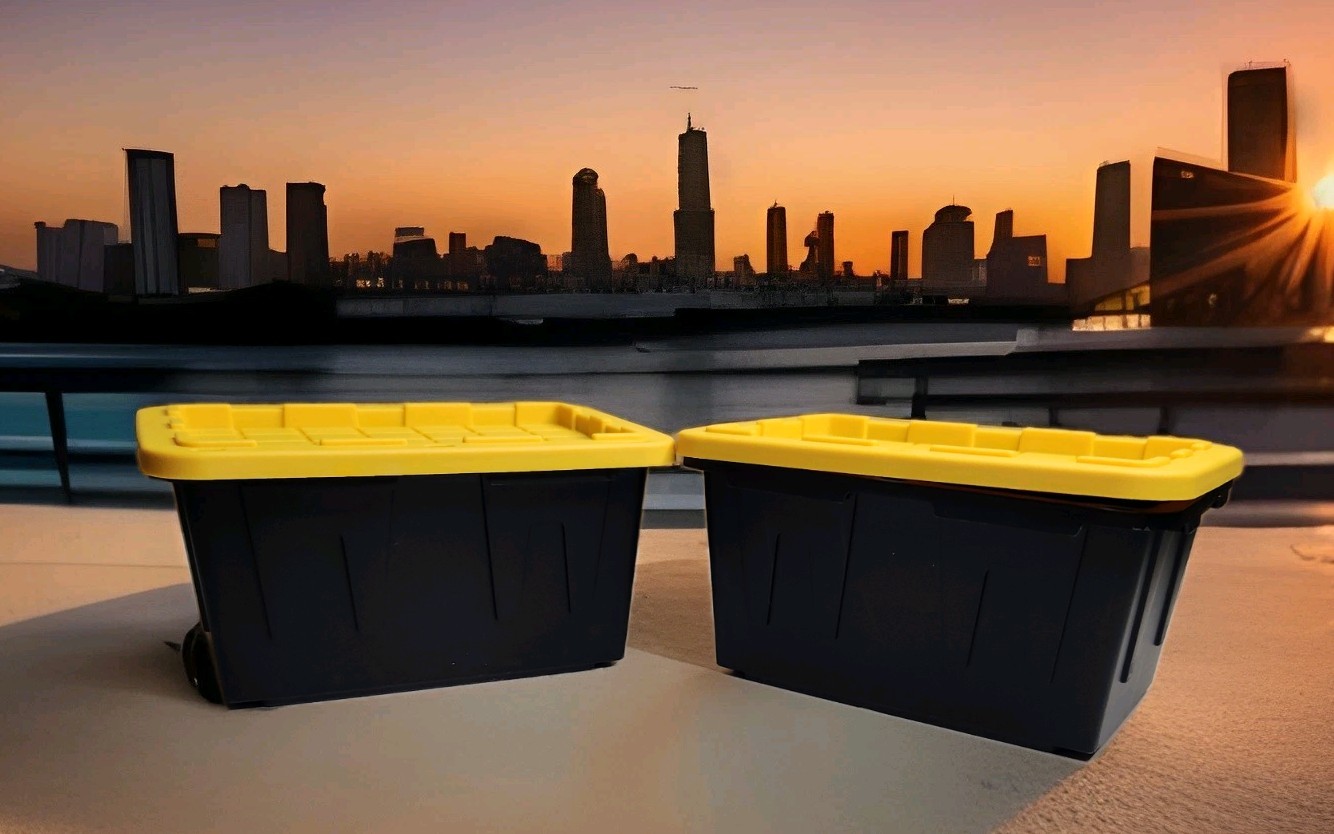 Mini Totes Lowe’s Organizer Set Of 2 w/Lids Black&Yellow Teeny Desktop – NEW