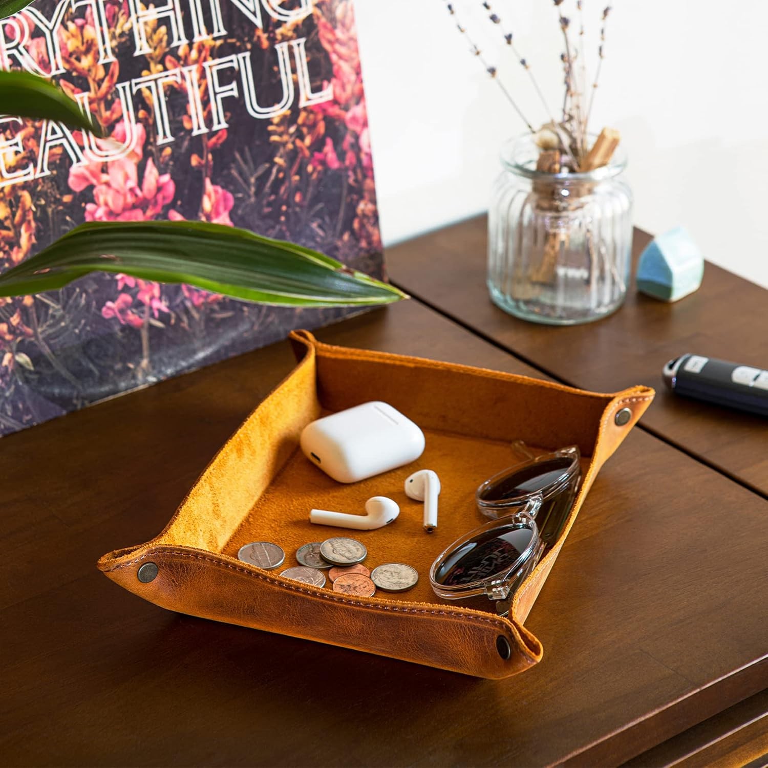 Genuine Leather Tray Organizer Practical Lightweight Water Resistant Computer