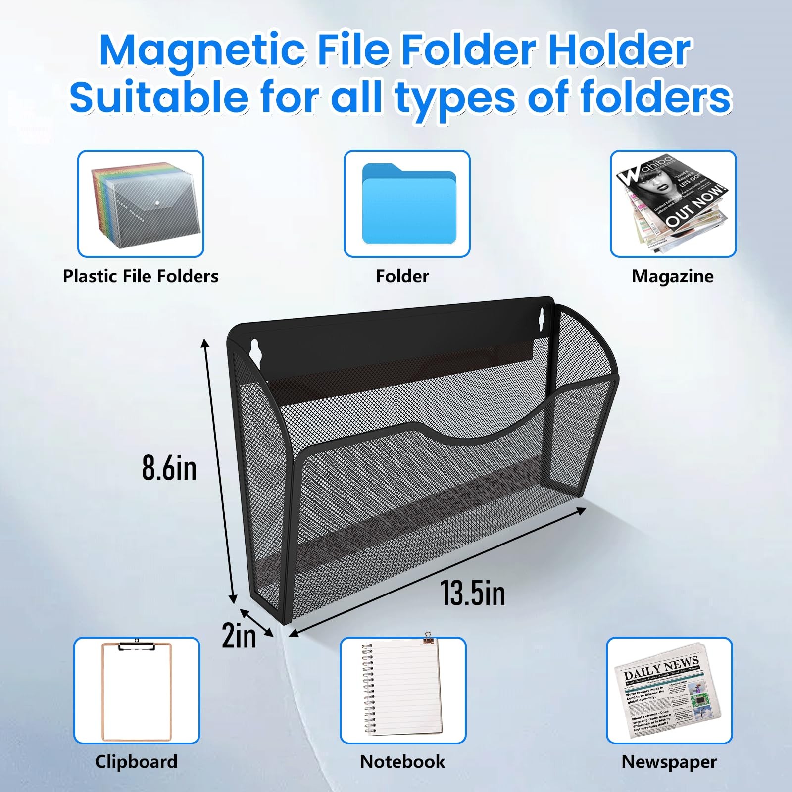KZWKRG Magnetic File Holder 3PCS Wall Folder Organizer, No Black