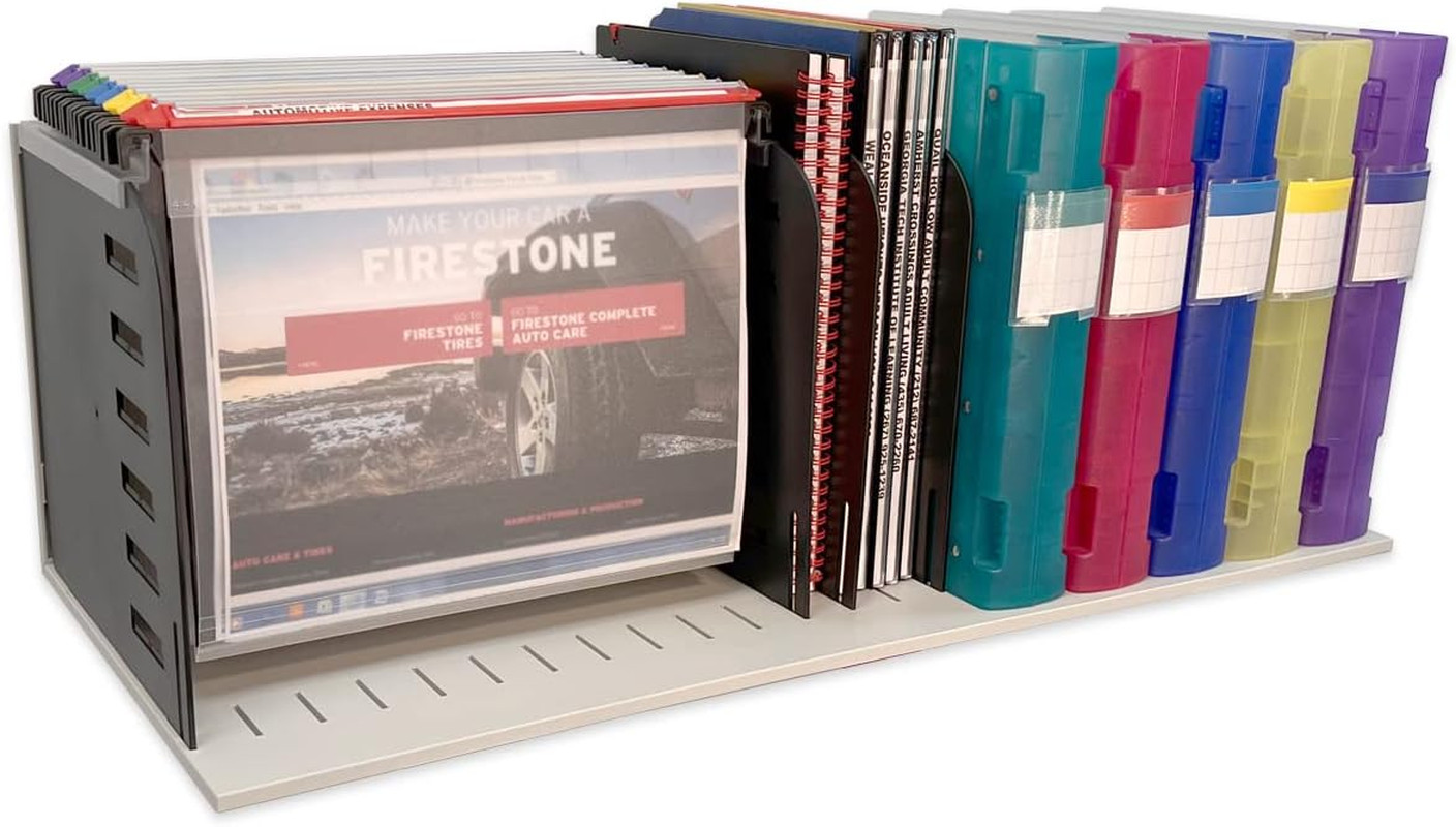 Vertical File Organizer with 7 Slots & Adjustable Dividers for Desktop Use