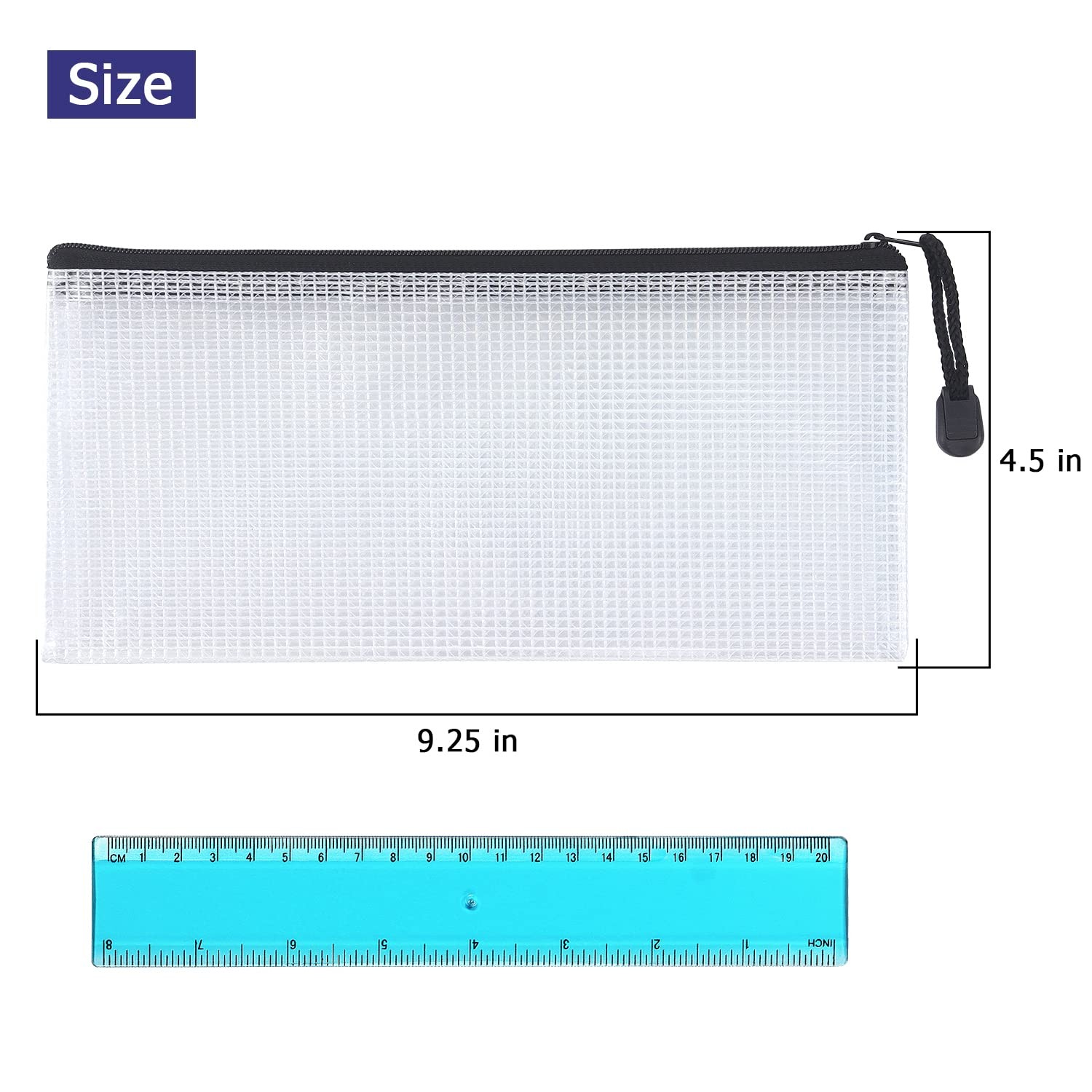 10 Pack A6 Mesh Pencil Pouch Waterproof Bags Zipper Pouch for Classroom School