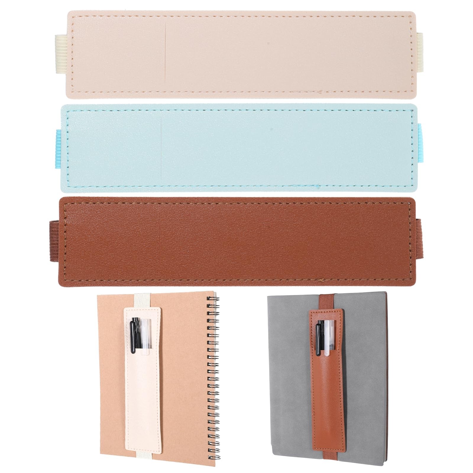 3Pcs Elastic Pen Holder for Notebook with Adjustable Strap Band, Leather Pen …