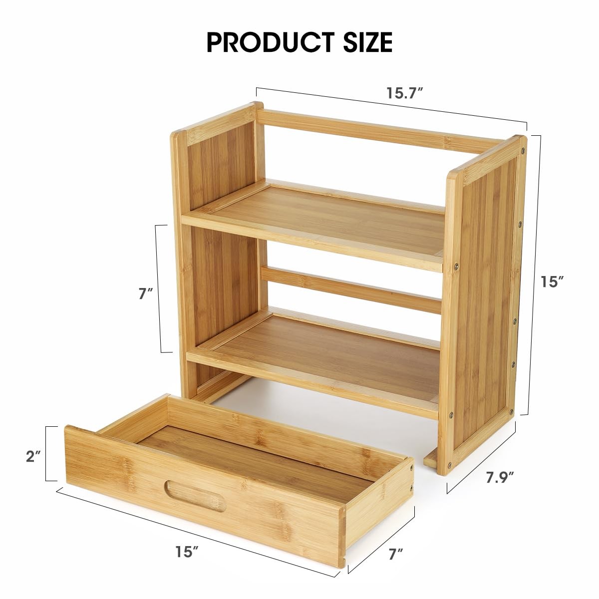 AIEVE Matcha Station Organizer, 15.7 inches x 7.9 x 15.3 inches, Brown