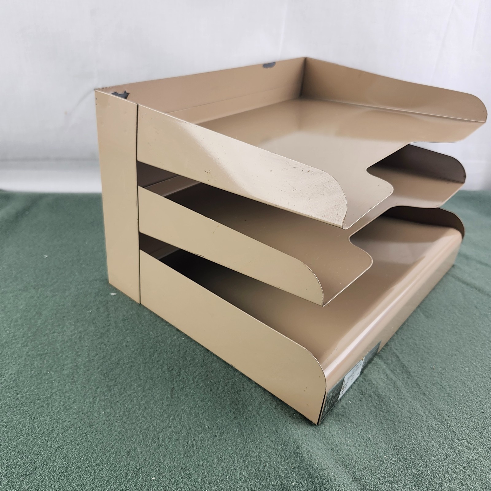 Vintage METAL Desktop File Tray 3 Tier Herald Square 9.5″ X 7.5″ X 12″ Woolworth