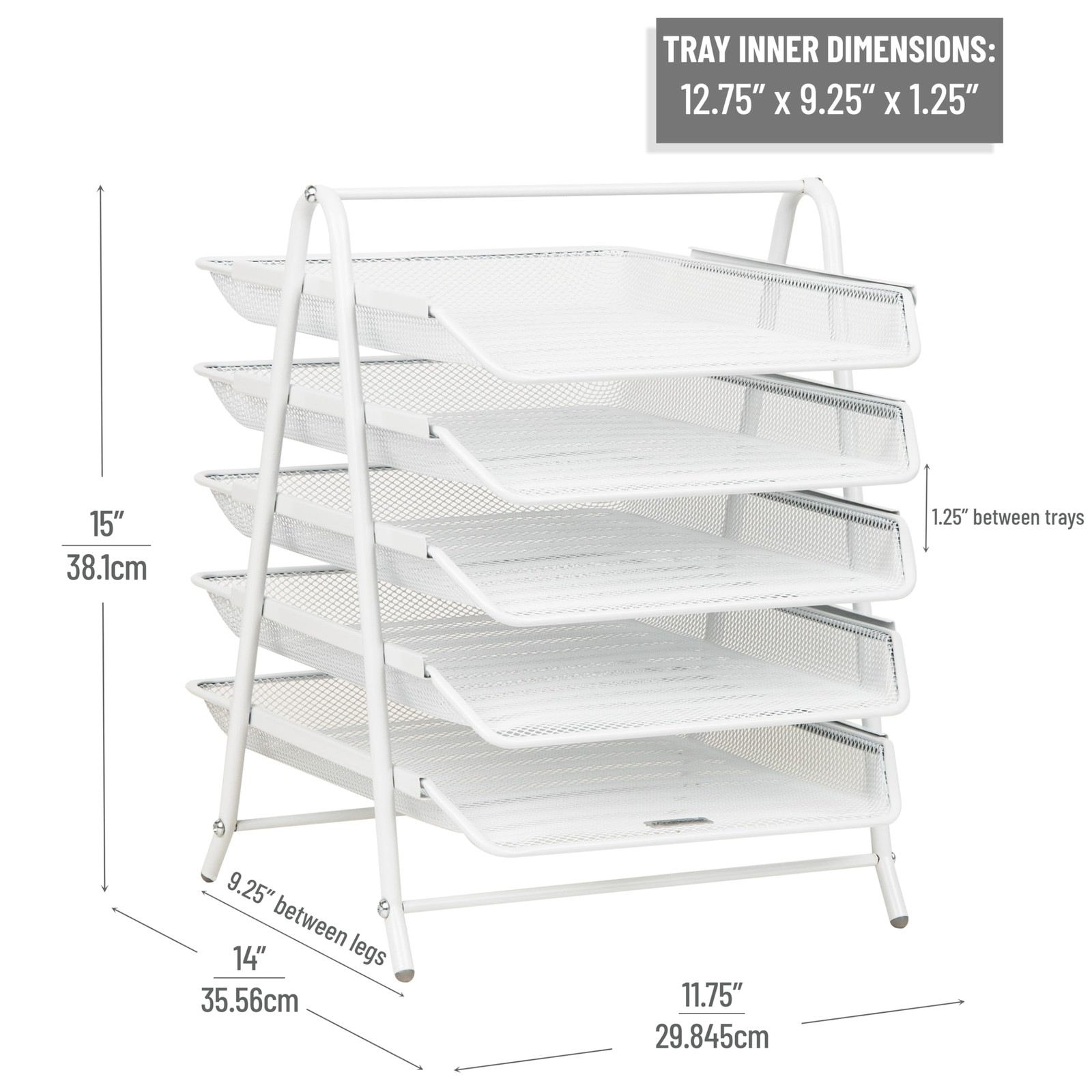 Mind Reader 5-Tier Paper Tray Organizer, Vertical Desktop File Storage Rack, …