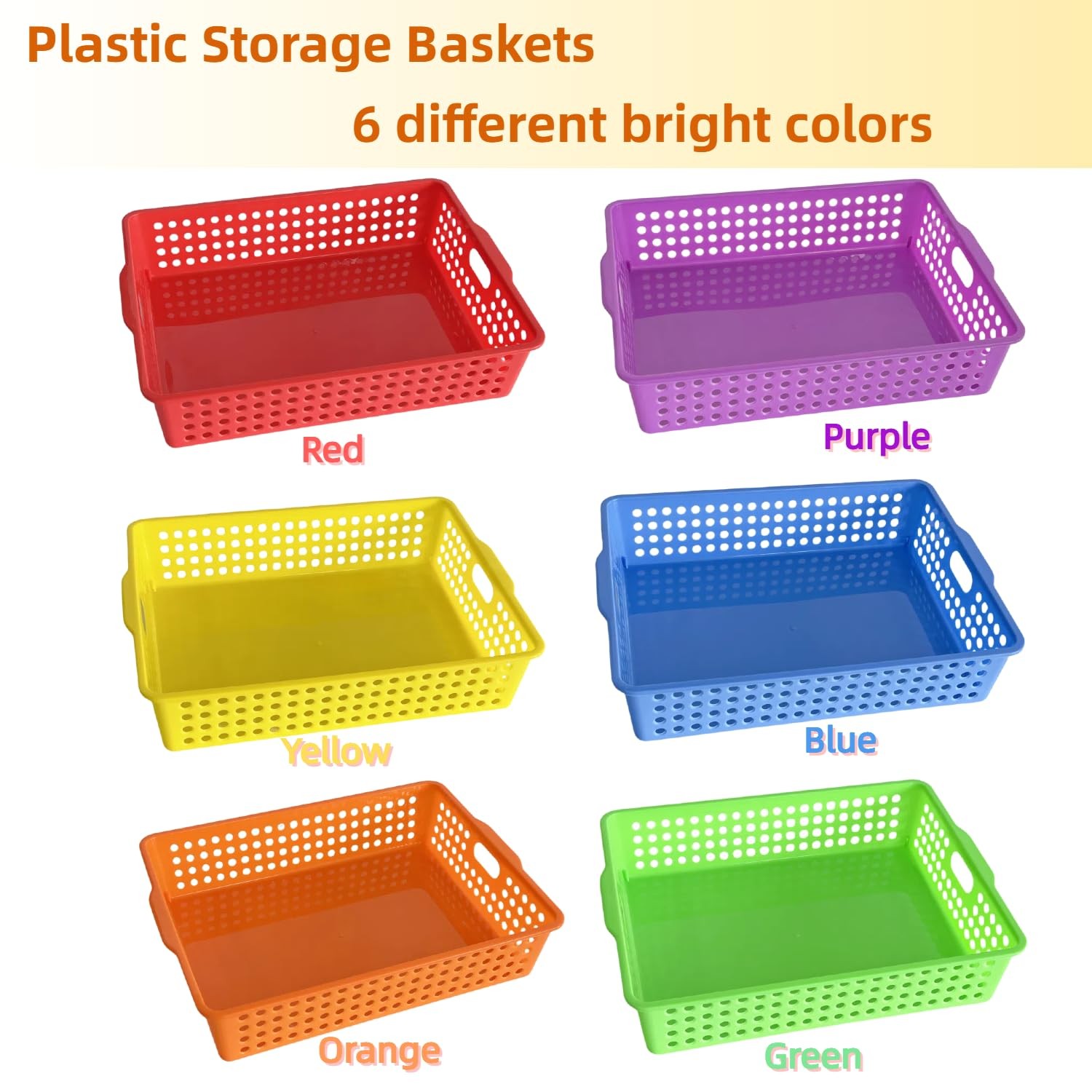 6 Pack Plastic Turn in Paper Trays for Classroom, Colorful Storage Bin Basket…