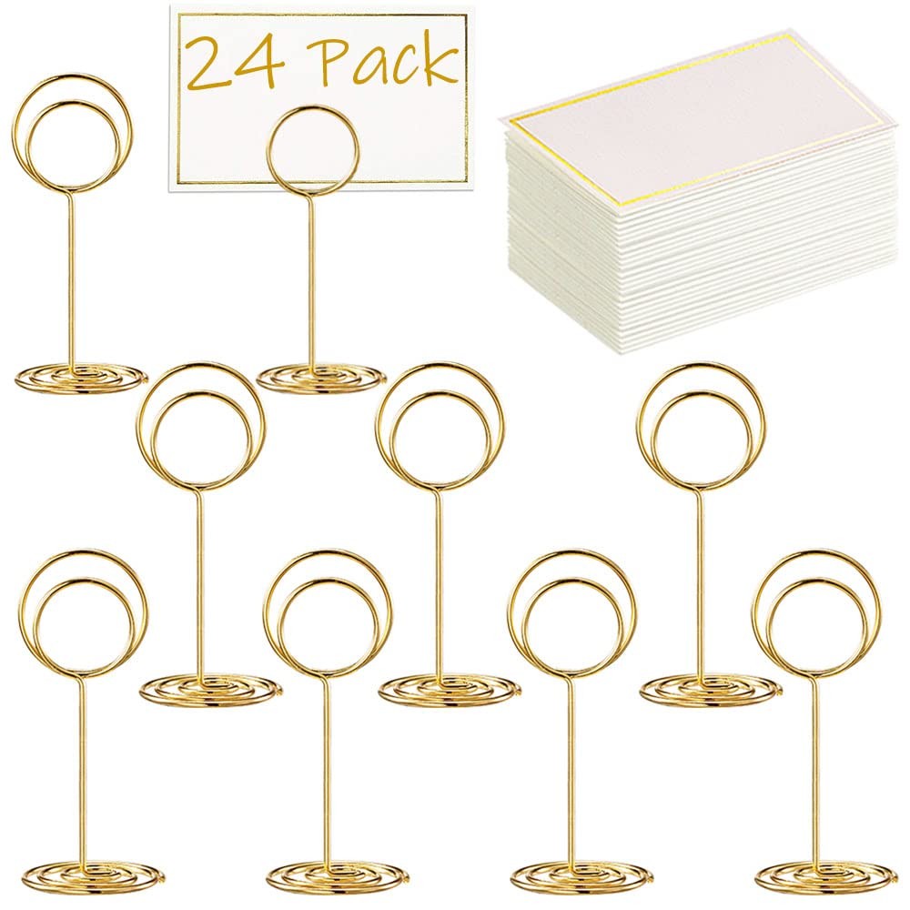 Toncoo 24 Pcs Premium Mini Table Number Holders and 24 Place 2 inch, Gold